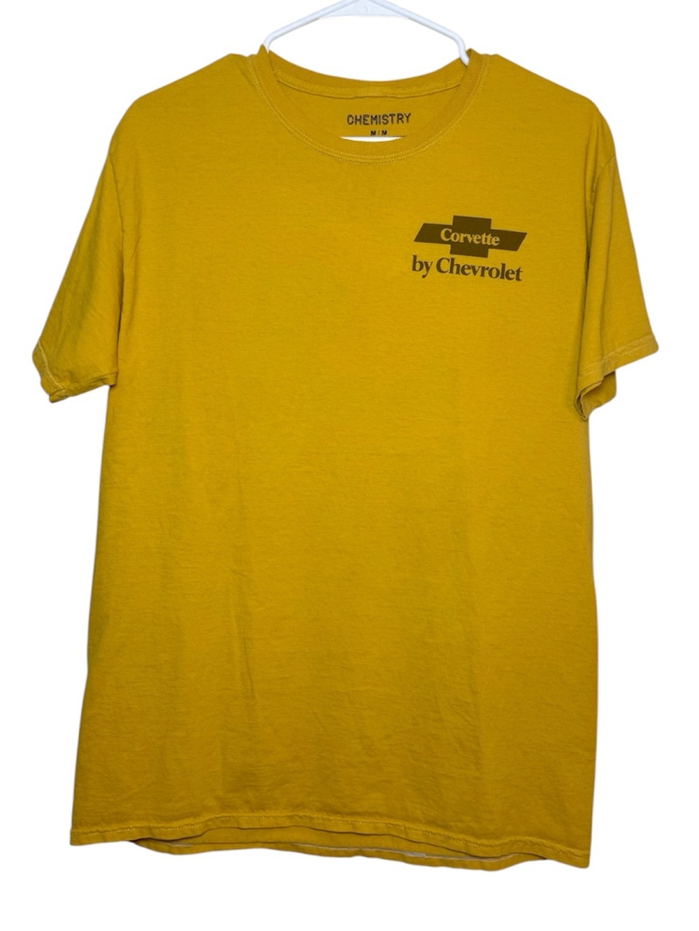 Chemistry Corvette by Chevrolet Graphic Tee Yellow Retro Car T Shirt
